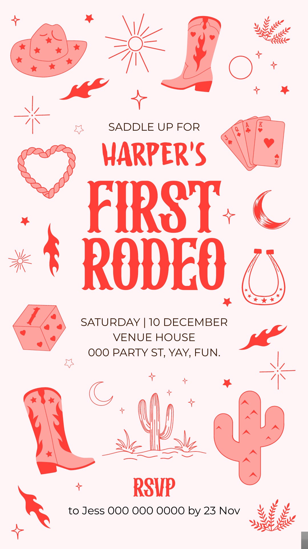 First Rodeo Birthday (Coral)