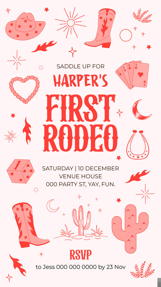 First Rodeo Birthday (Coral)